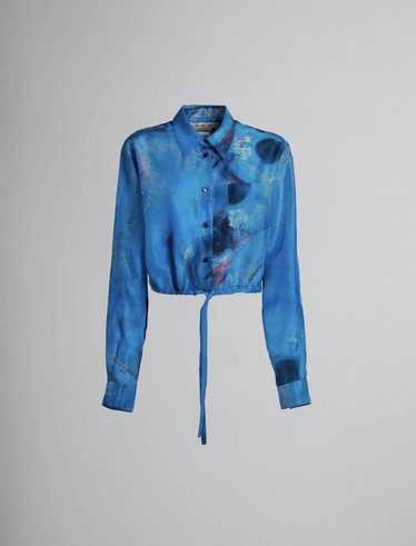 Marni o1w1db10524 Print Cropped Shirt in Blue - image 1