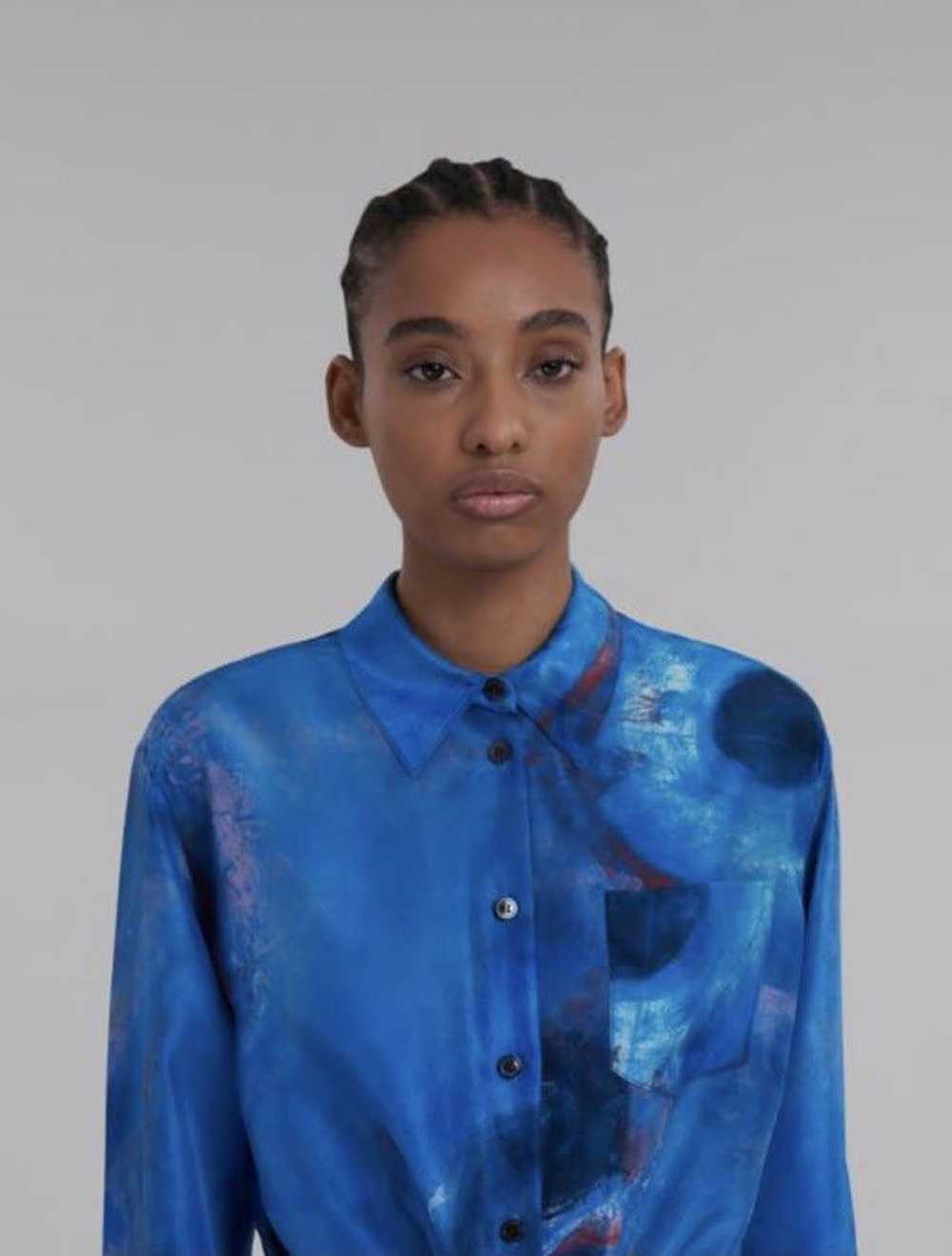 Marni o1w1db10524 Print Cropped Shirt in Blue - image 2