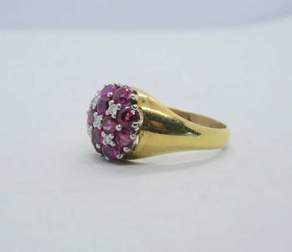 18k Gold Ruby & Diamond Dome Ring~ Size 9 - image 2