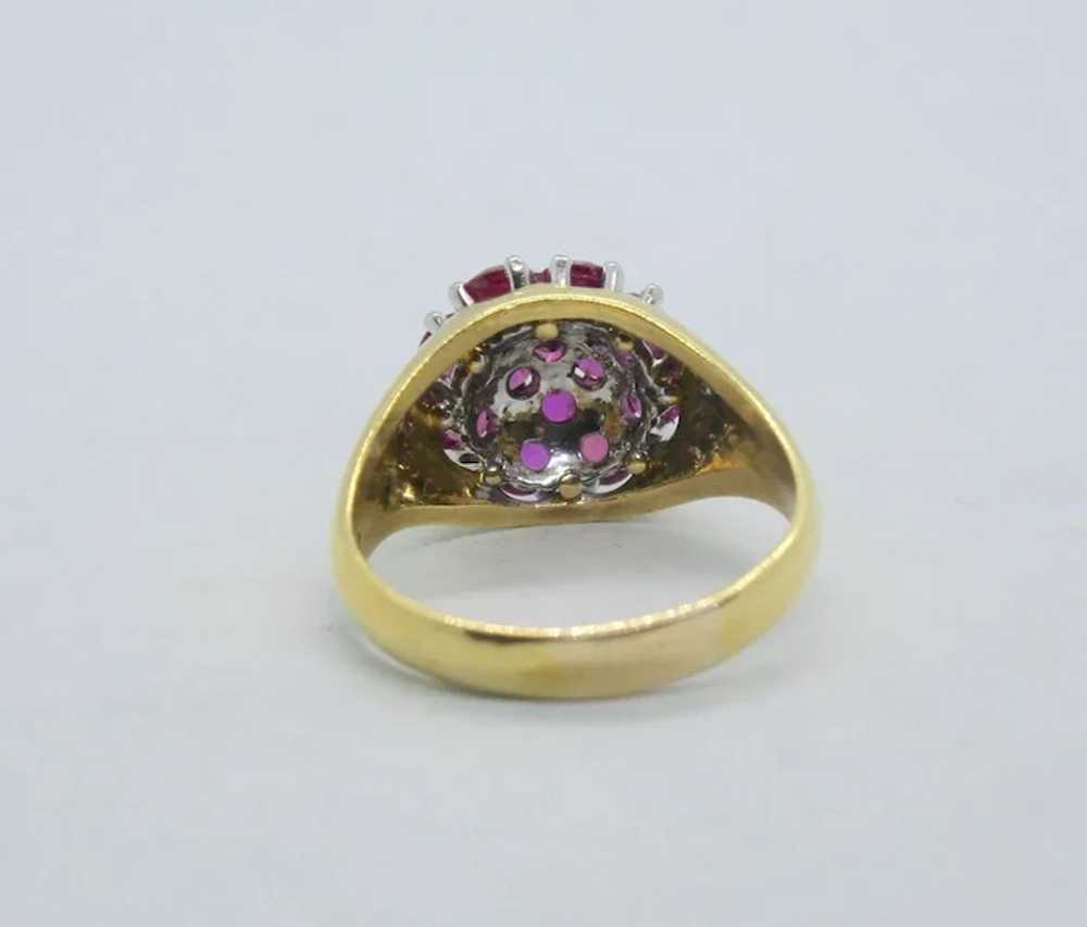 18k Gold Ruby & Diamond Dome Ring~ Size 9 - image 3