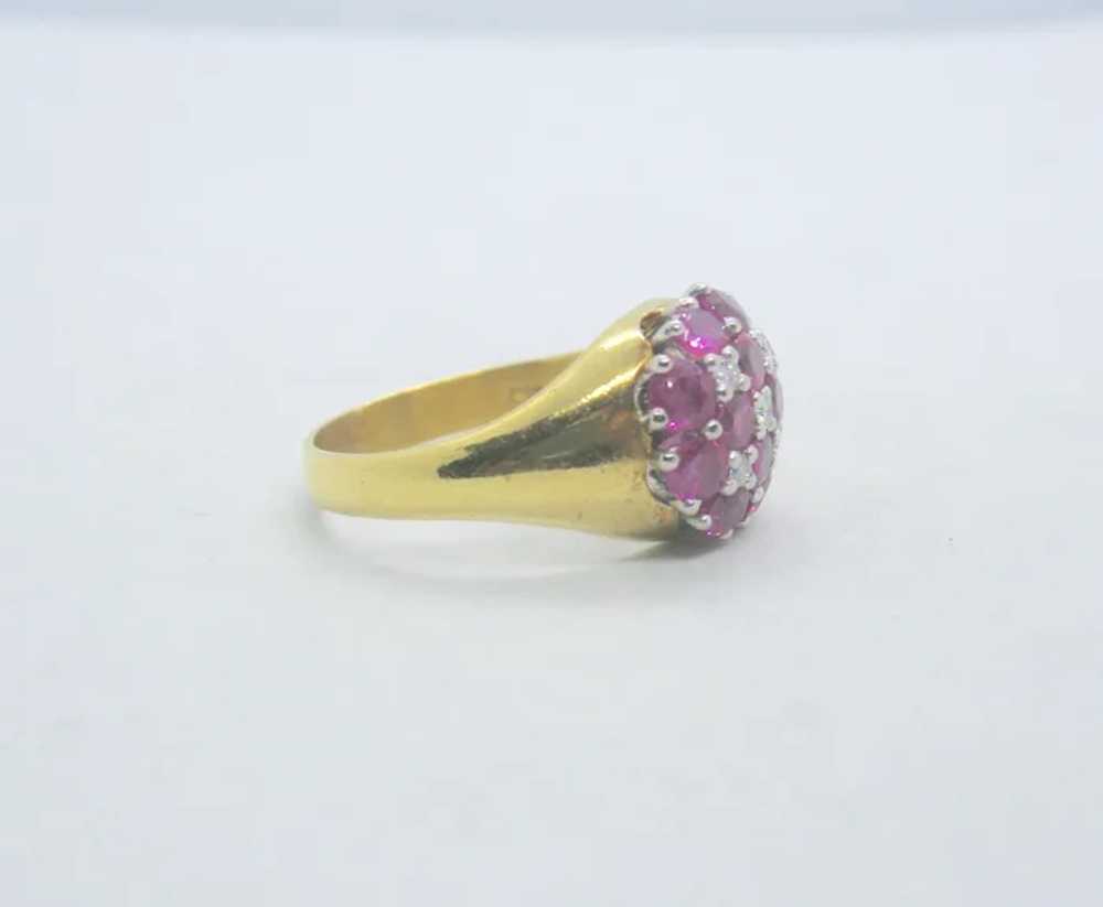 18k Gold Ruby & Diamond Dome Ring~ Size 9 - image 4
