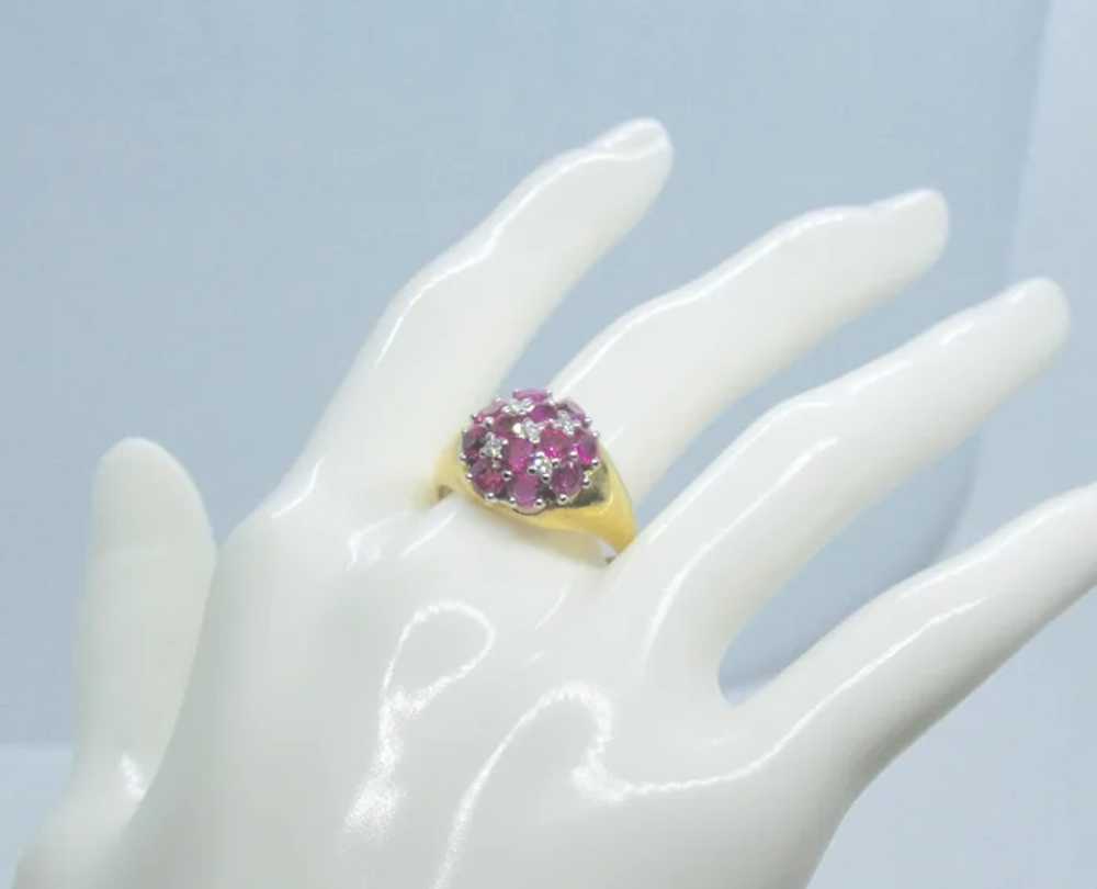 18k Gold Ruby & Diamond Dome Ring~ Size 9 - image 5