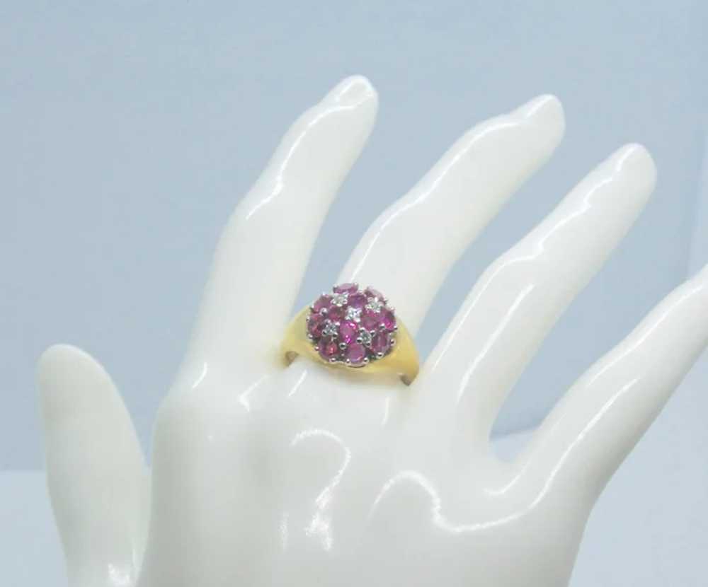 18k Gold Ruby & Diamond Dome Ring~ Size 9 - image 6
