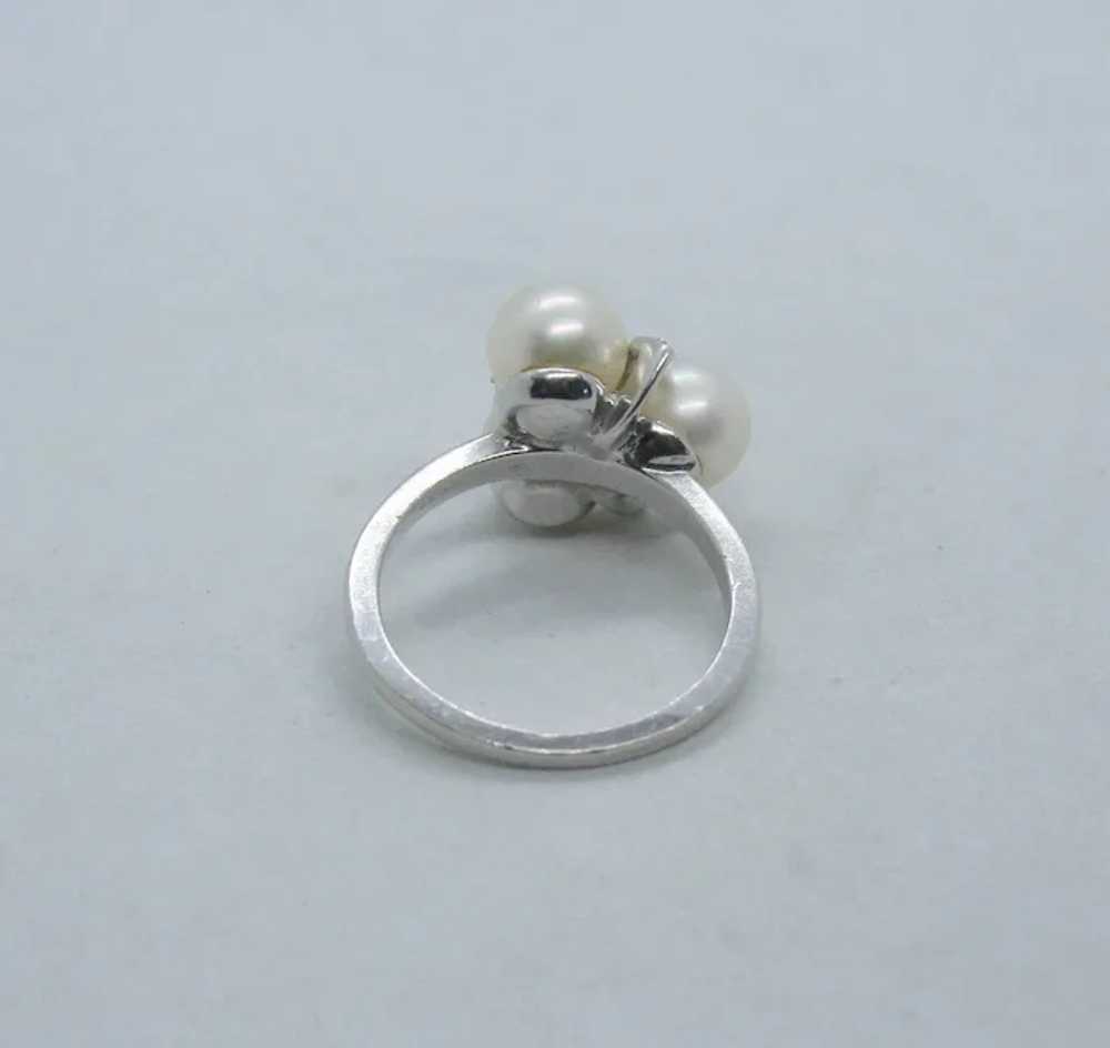 14k White Gold Pearl & Diamond Accent Ring~ Size 6 - image 5