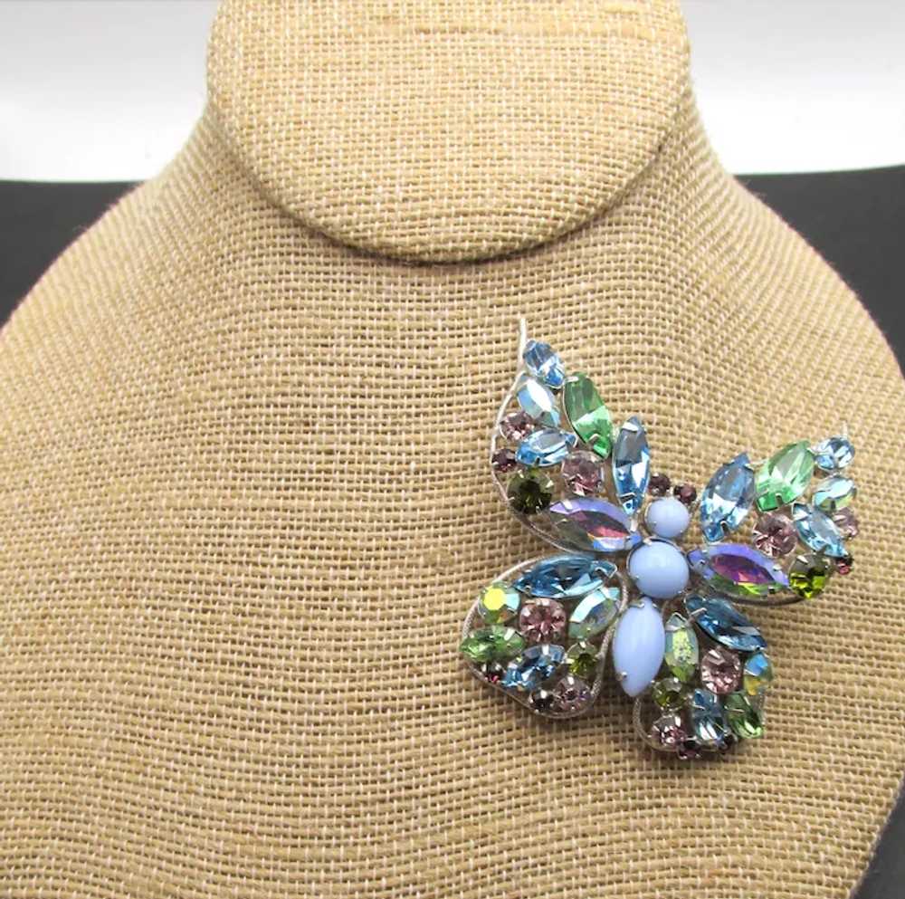 Vintage Regency Pastel Rhinestone Turquoise Butte… - image 4