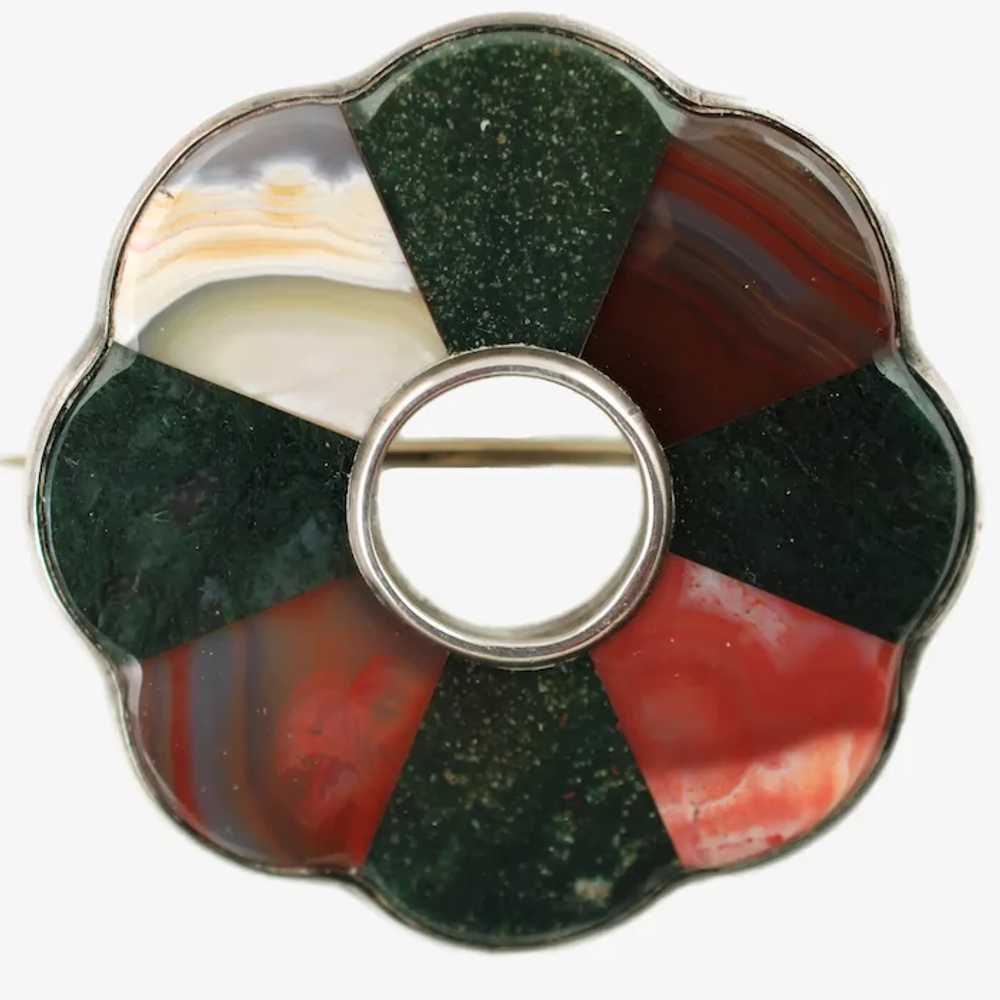 Antique Victorian Scottish Inlaid Agate Sterling … - image 2