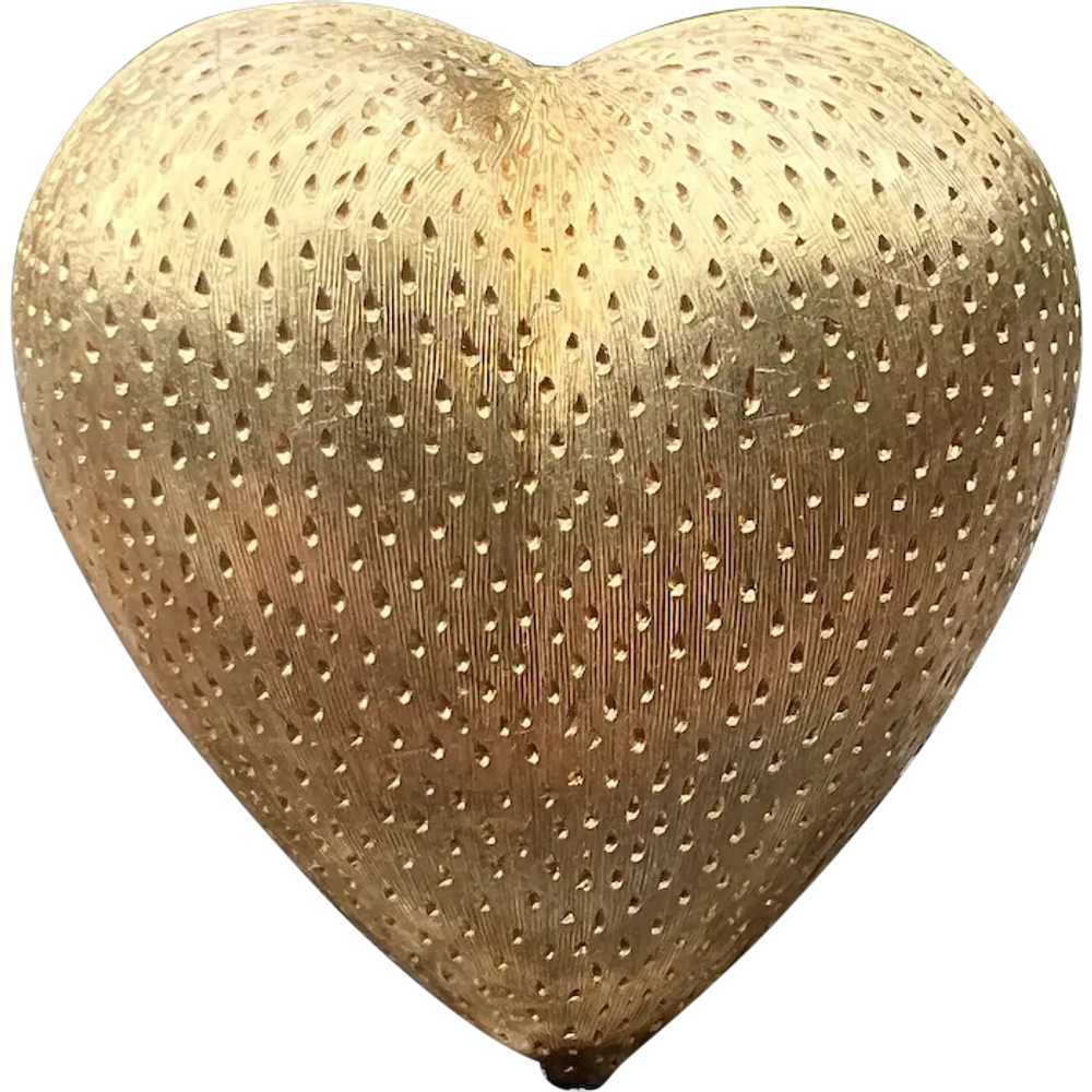 Tiffany & Co 18K Yellow Gold Puffed Heart Brooch - image 1