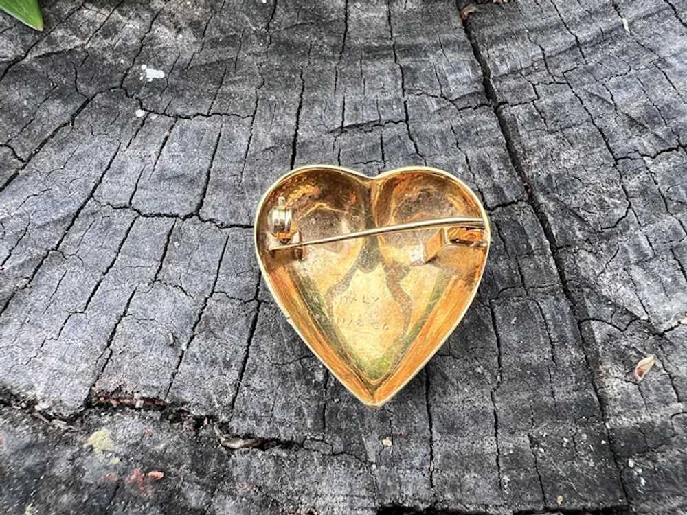 Tiffany & Co 18K Yellow Gold Puffed Heart Brooch - image 6