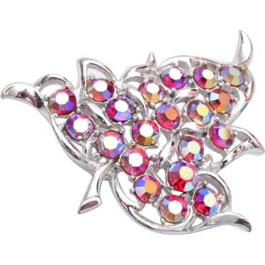 Sarah Coventry Red AB Leaf Brooch