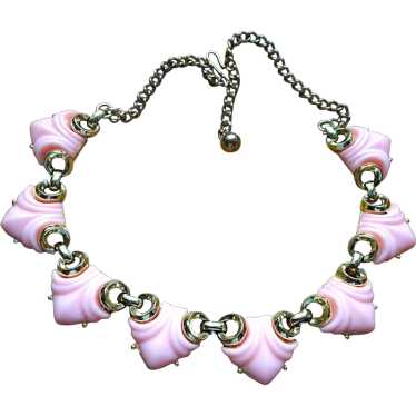 BEAUTIFUL 1950s Pink Necklace, Mid Century Design,