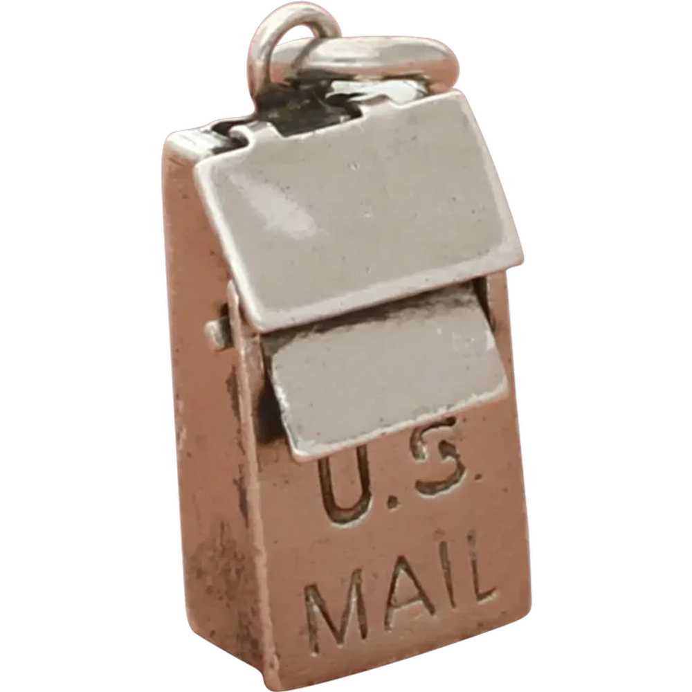 Sterling Silver Vintage 3D Us Mail Mailbox (Moves… - image 1