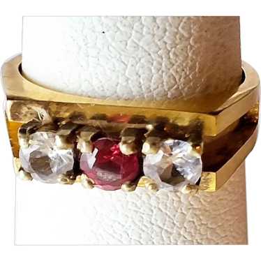 Antique 9K Gold Ruby and Spinel Ring