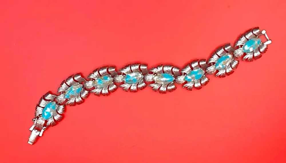 Vintage 60's Faux Turquoise & Silver Tone Bracelet - image 4