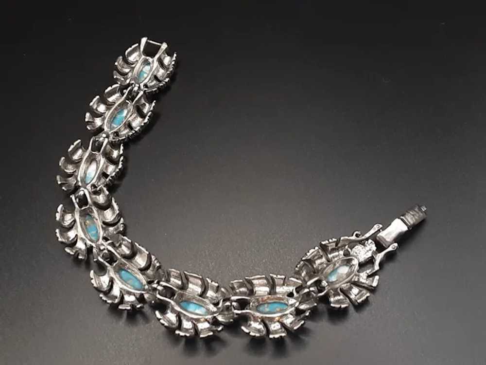 Vintage 60's Faux Turquoise & Silver Tone Bracelet - image 6