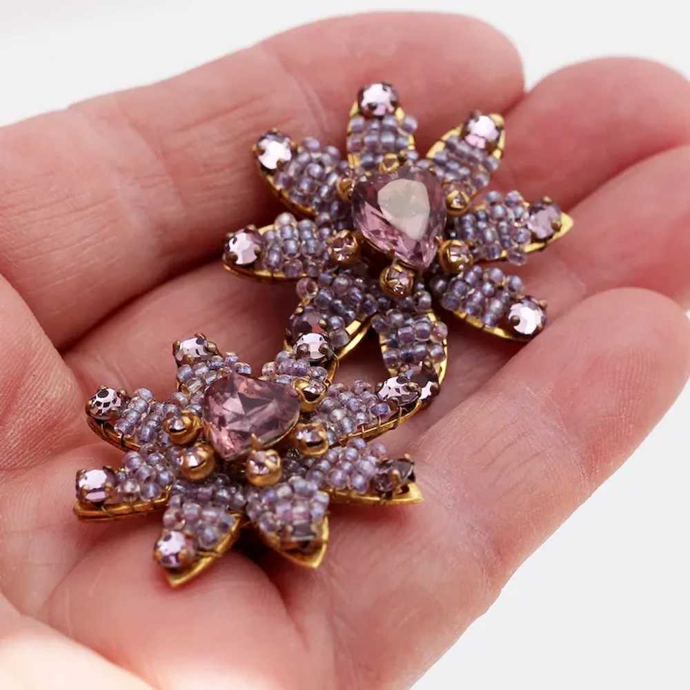 Haskell Lavender Flower Clip On Earrings, Glass S… - image 6