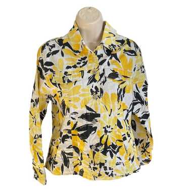Other Womens Denim Floral Jacket Stretch Yellow B… - image 1
