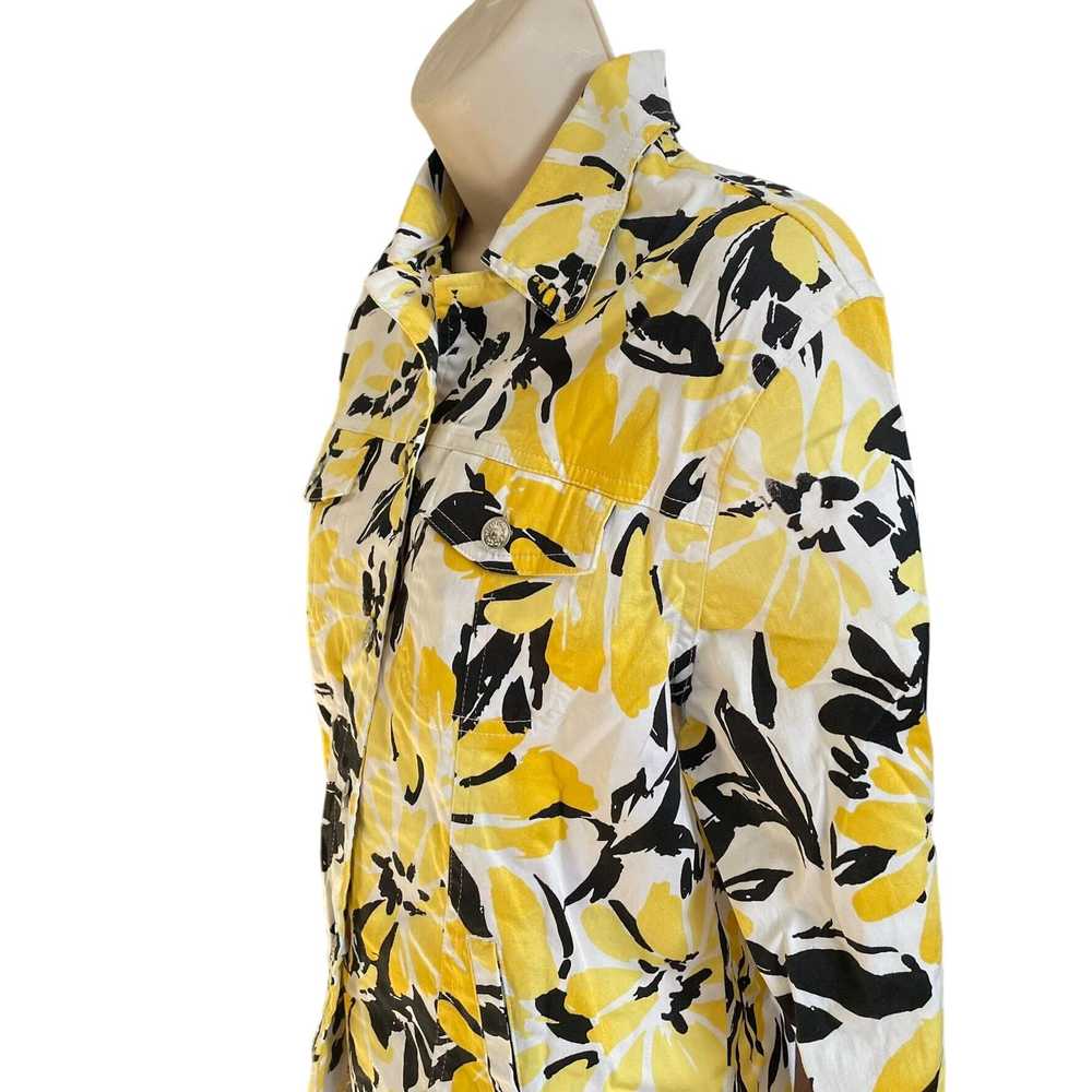 Other Womens Denim Floral Jacket Stretch Yellow B… - image 3