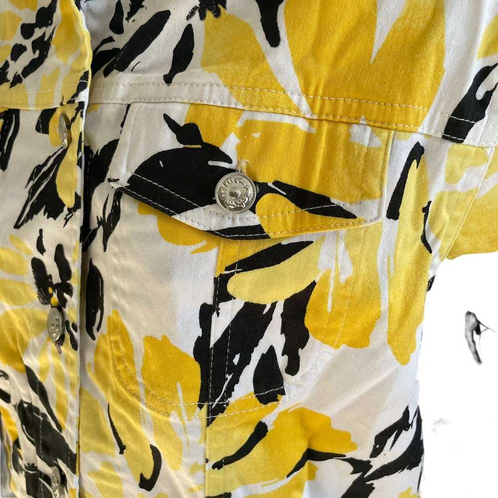 Other Womens Denim Floral Jacket Stretch Yellow B… - image 4