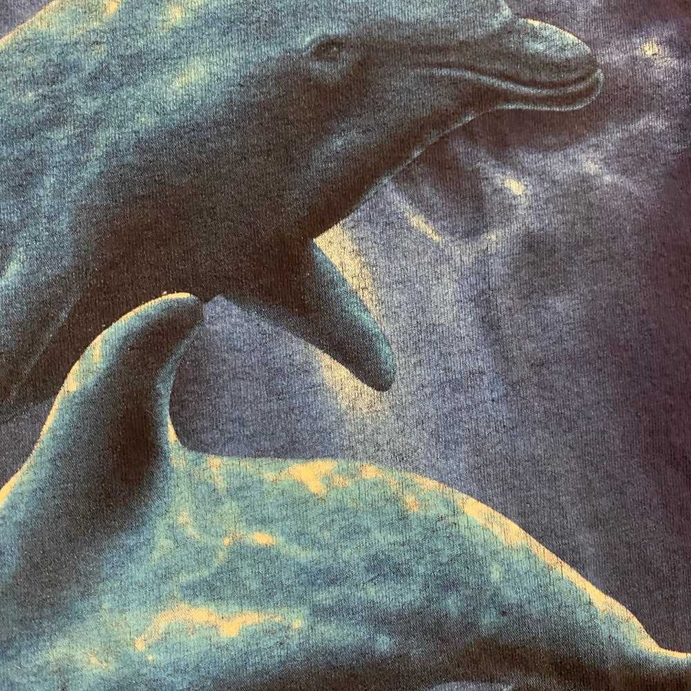 Vintage 1990s Navy Blue Dolphins Nature Graphic S… - image 6
