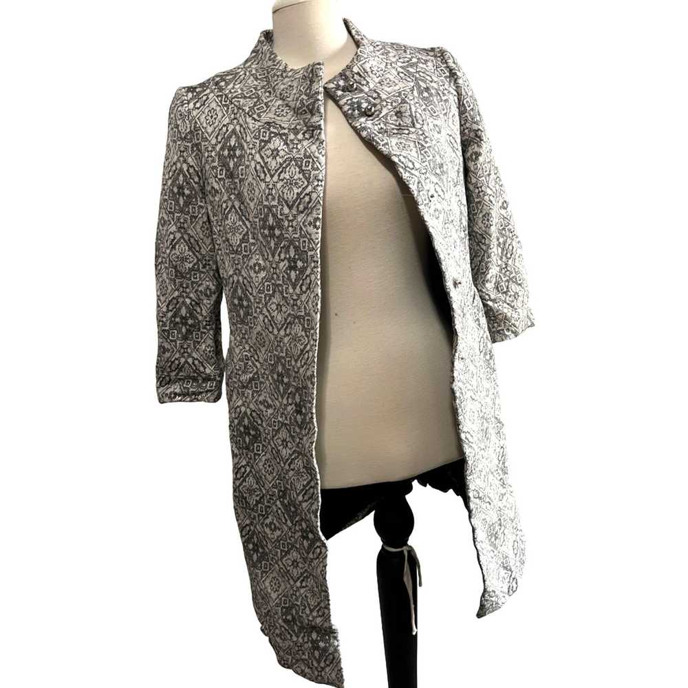 Zara Zara Basic Silver Wool Blend 3/4 Long Blazer… - image 10