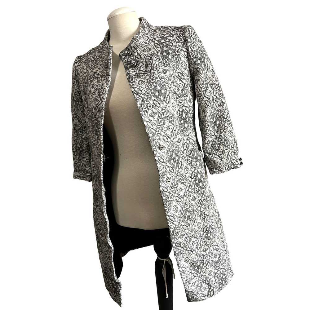 Zara Zara Basic Silver Wool Blend 3/4 Long Blazer… - image 12