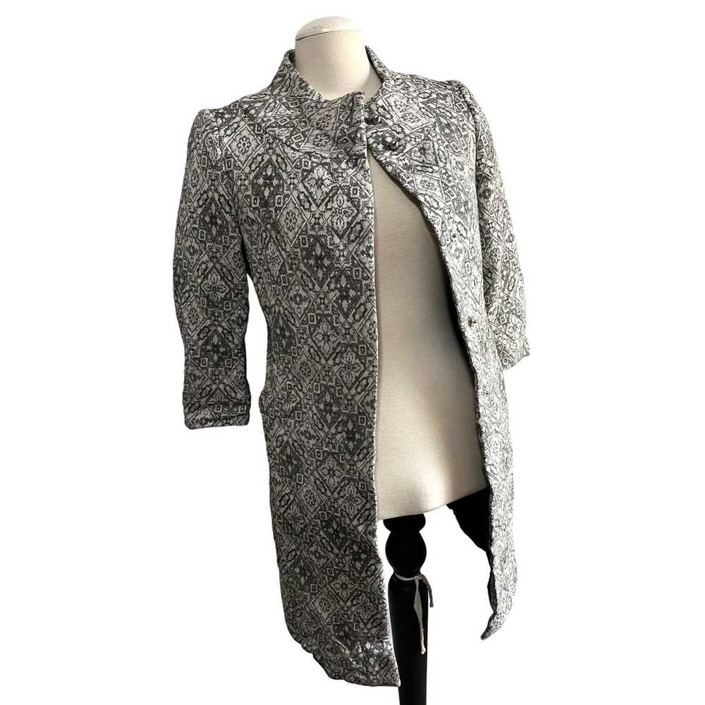 Zara Zara Basic Silver Wool Blend 3/4 Long Blazer… - image 5