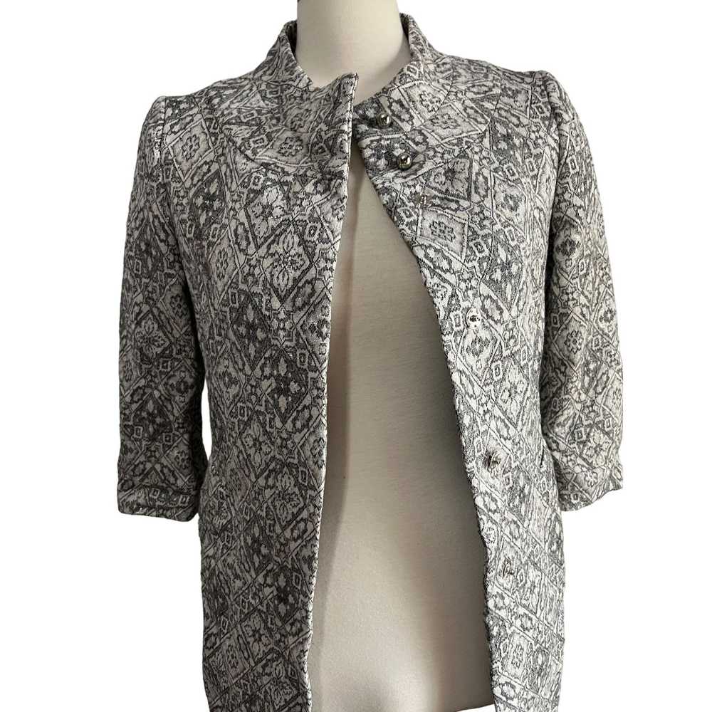 Zara Zara Basic Silver Wool Blend 3/4 Long Blazer… - image 6