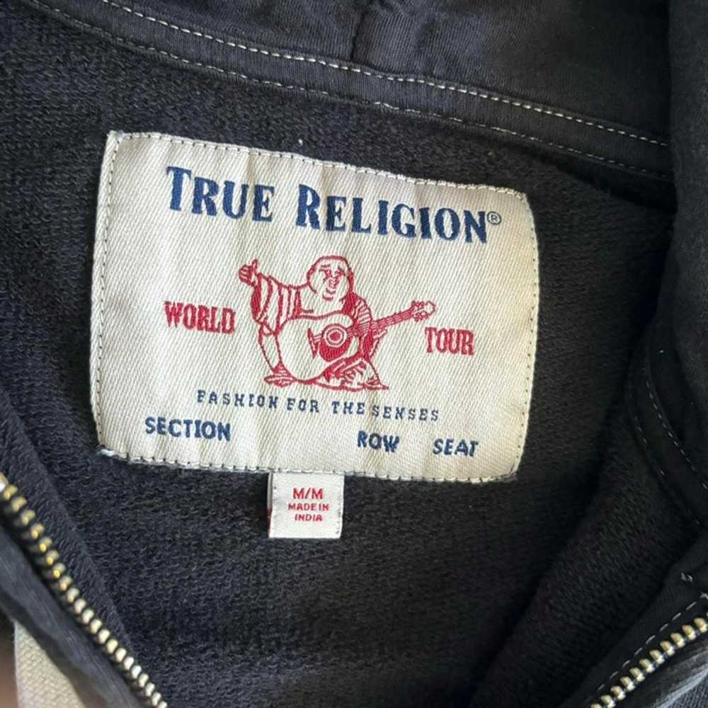 Vintage Y2K Black True Religion Logo Buddha Zip U… - image 4