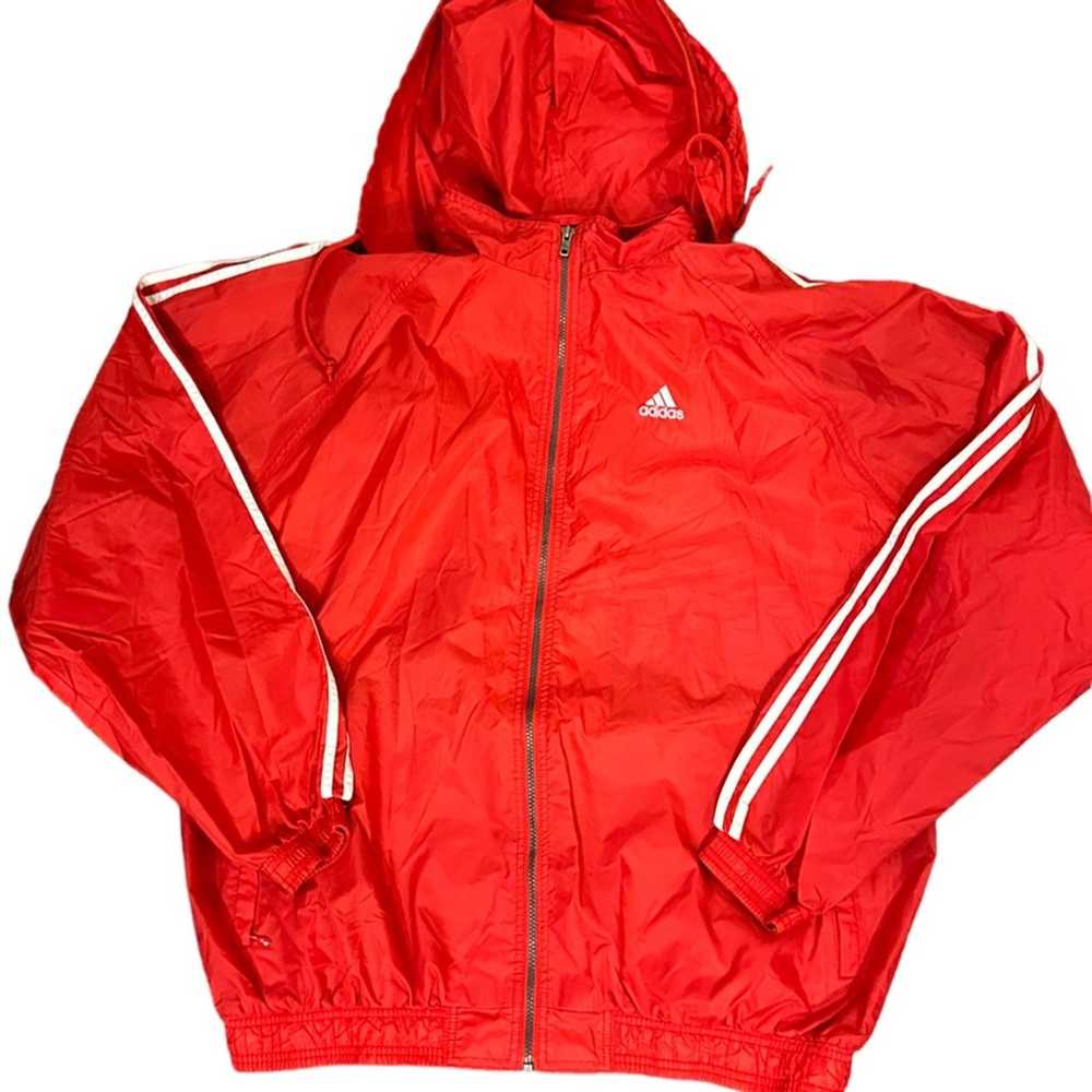 Vintage Adidas Mens XXL Bright Red 3 Stripe Full … - image 1