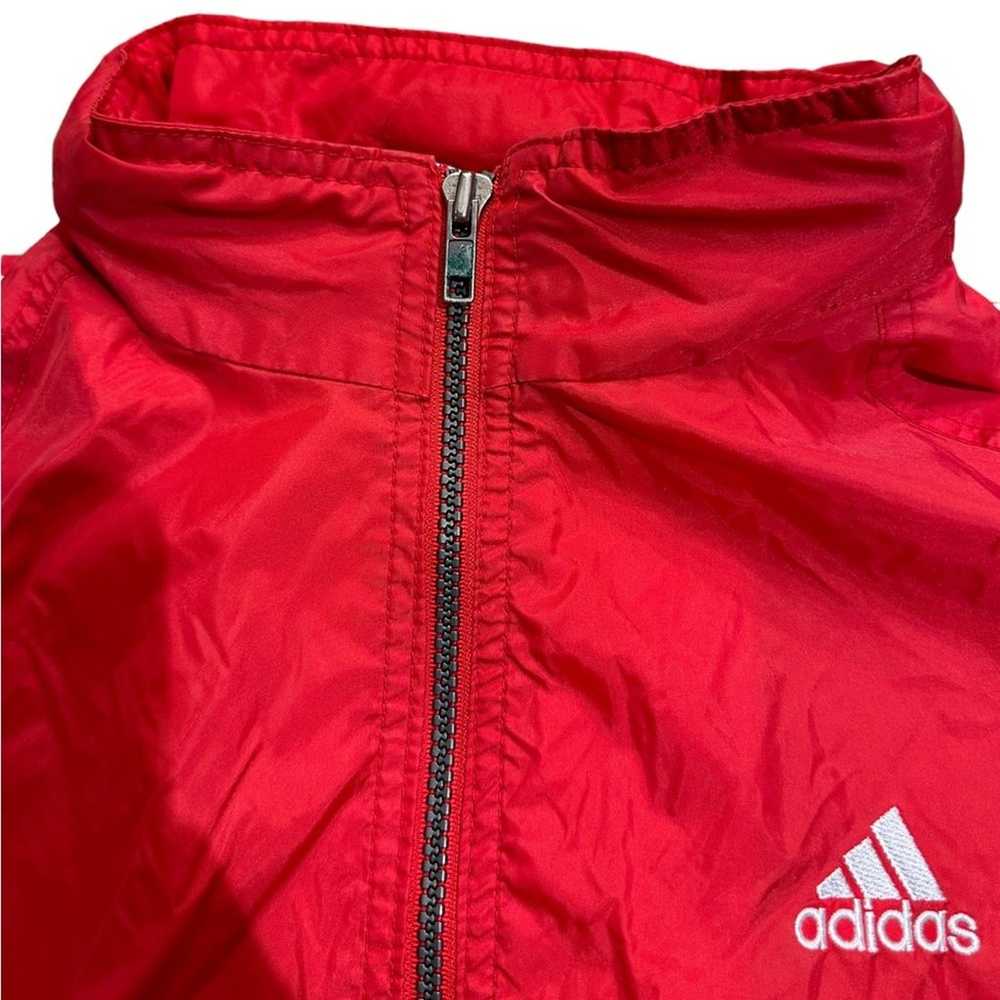 Vintage Adidas Mens XXL Bright Red 3 Stripe Full … - image 4