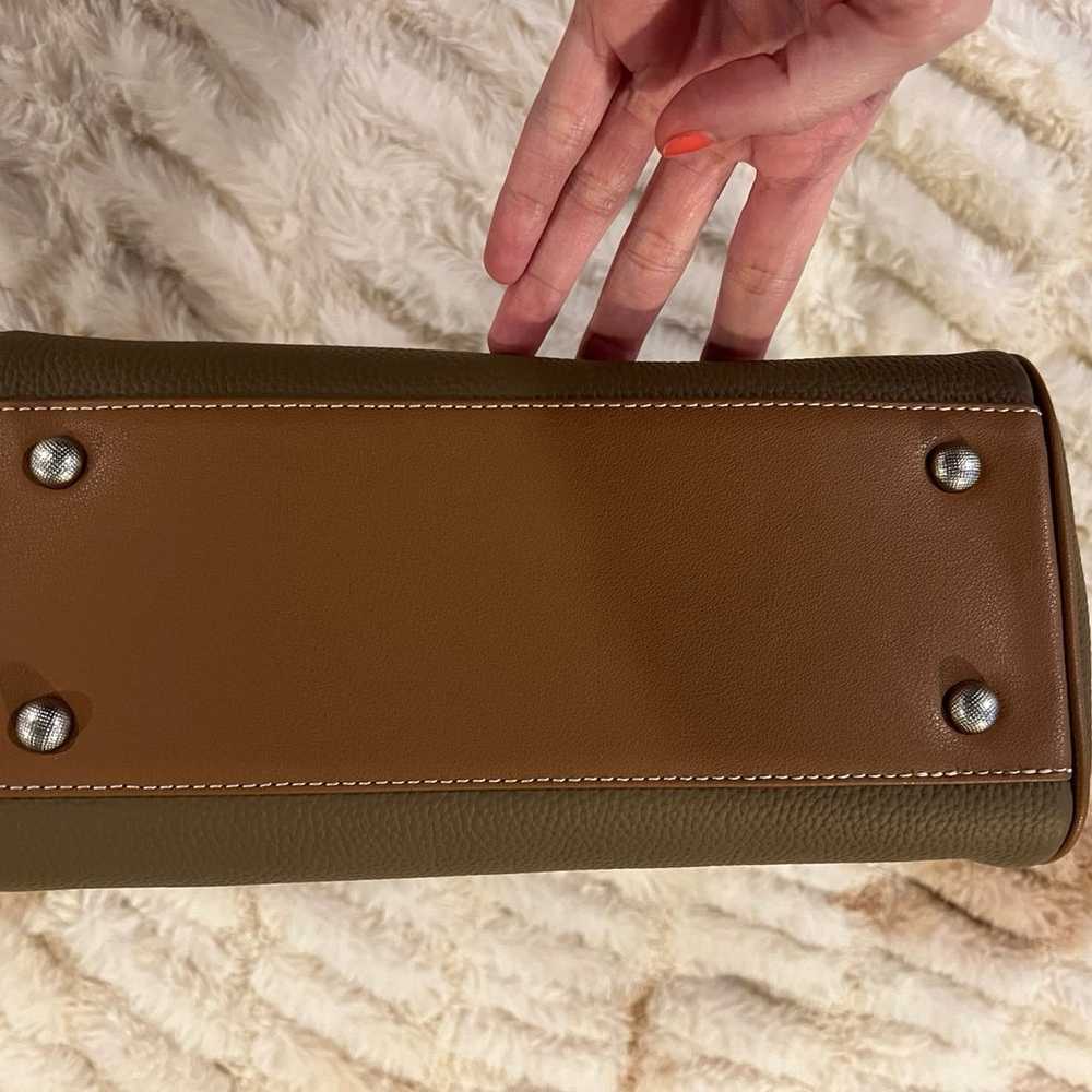 Olive and Brown Leather Top Handle Crossbody Purse - image 3