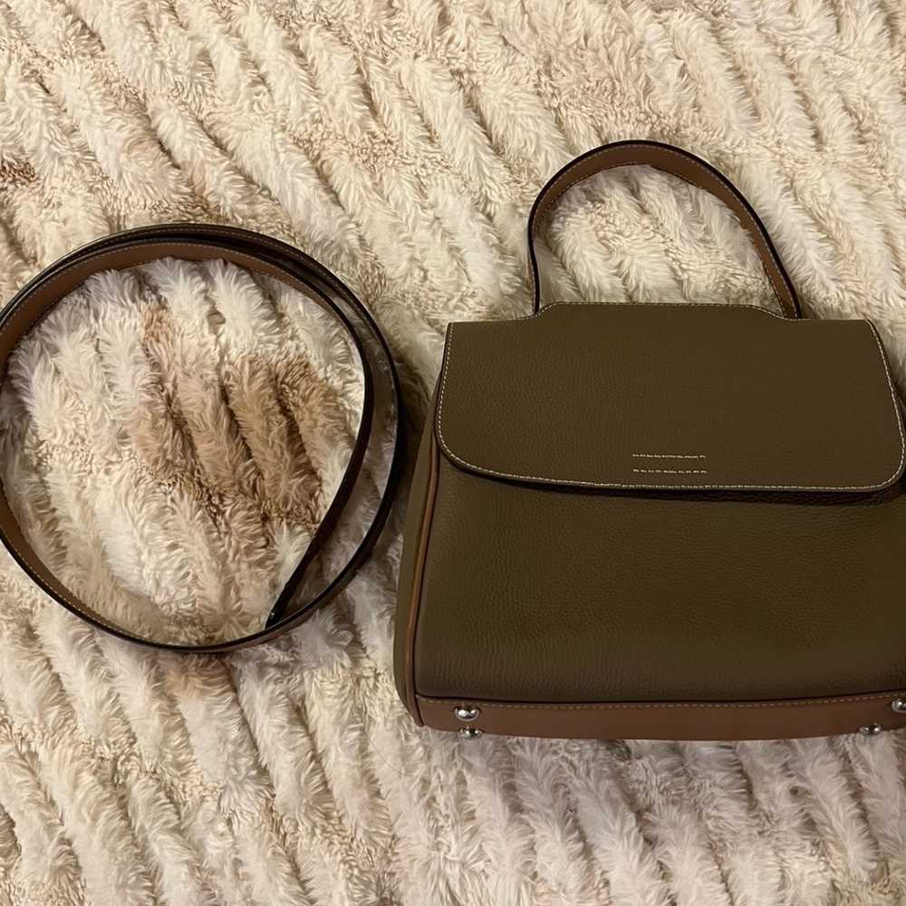 Olive and Brown Leather Top Handle Crossbody Purse - image 5