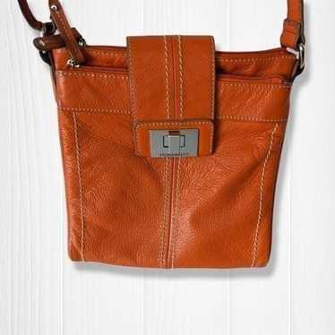 Tignanello Orange Leather Crossbody Bag Hidden Co… - image 1