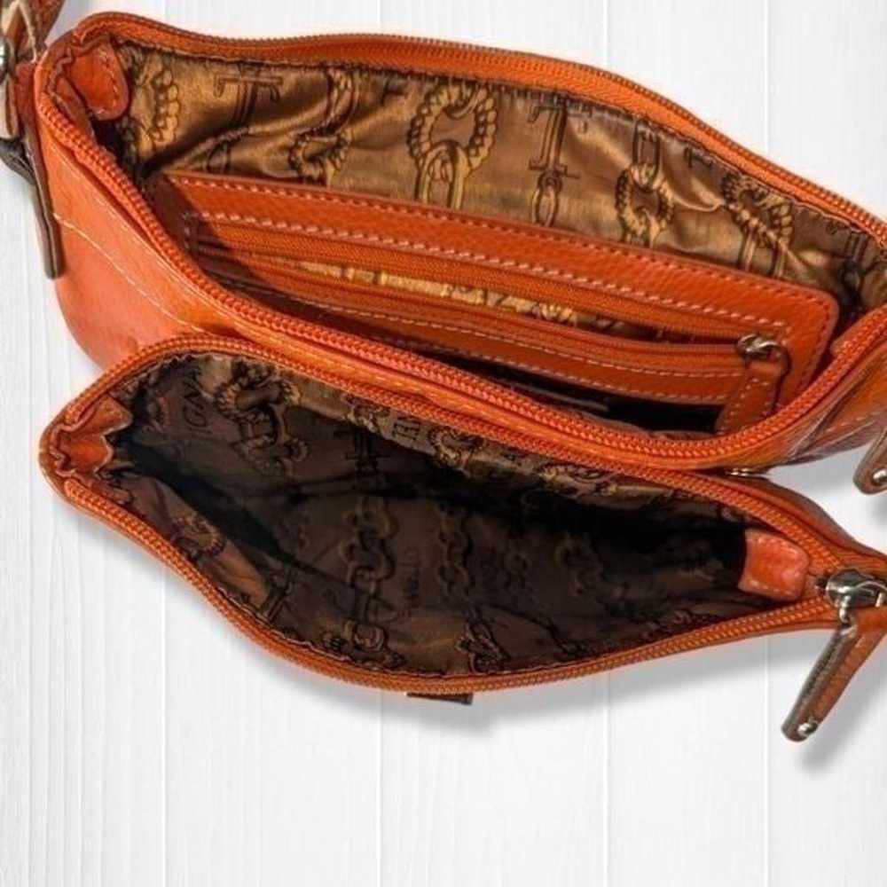 Tignanello Orange Leather Crossbody Bag Hidden Co… - image 3