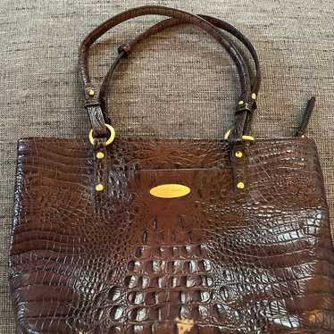 Brahmin Crocodile Embossed Brown Leather Purse