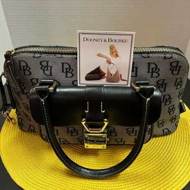 dooney and burke gray/black monogrammed handbag