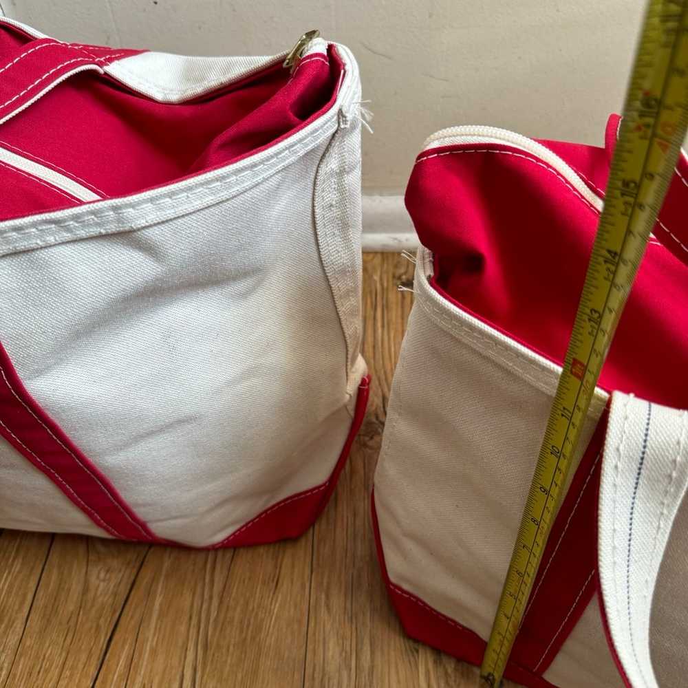 2 LL Bean Vintage Boat and Tote bags beige red - image 12