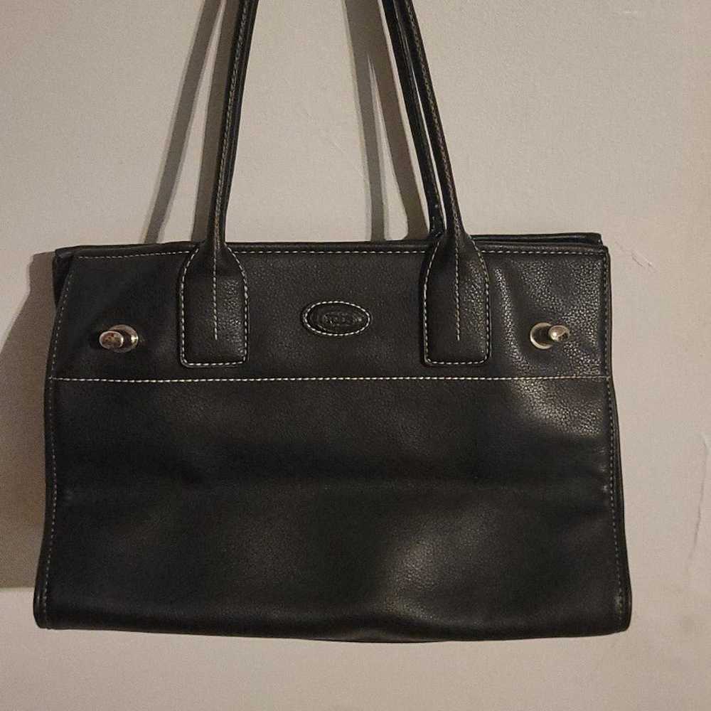 Black Pebbled Leather Tote Bag - image 2