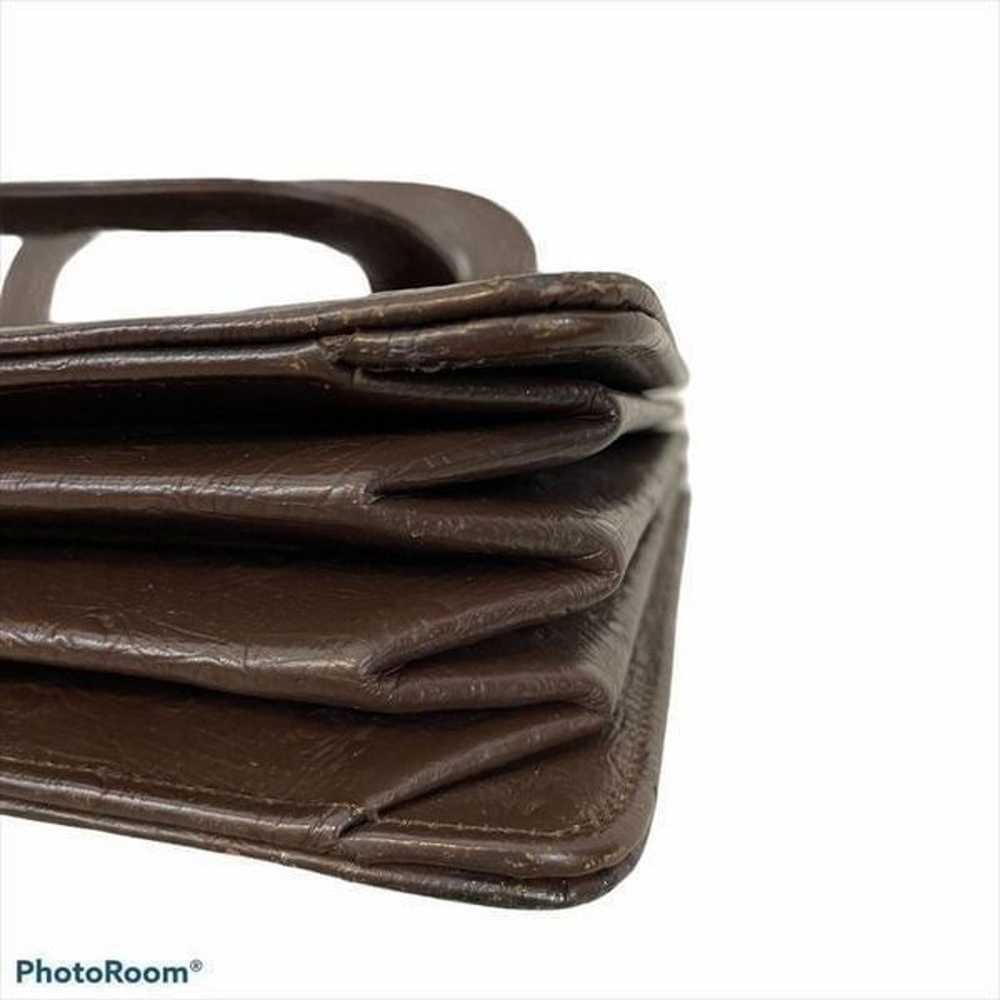 Vintage Chocolate Colored Ostrich Leather Hand Bag - image 4