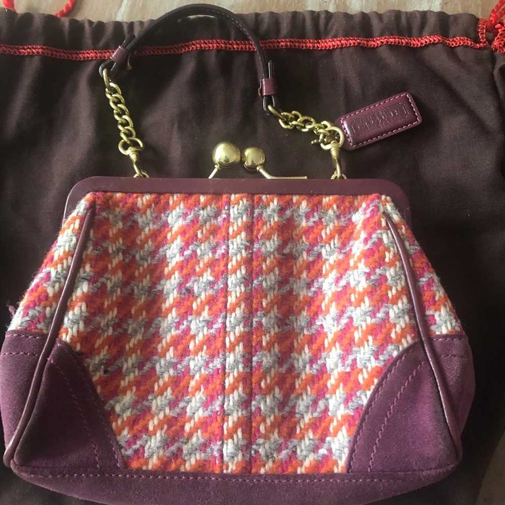 Vintage Coach Houndstooth wool and suede mini bag - image 2