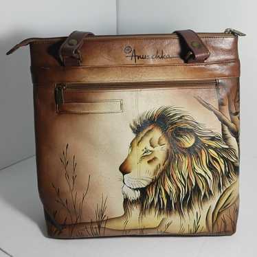 Anuschka Handbag Purse  Lion Shoulder Bag Crossbod