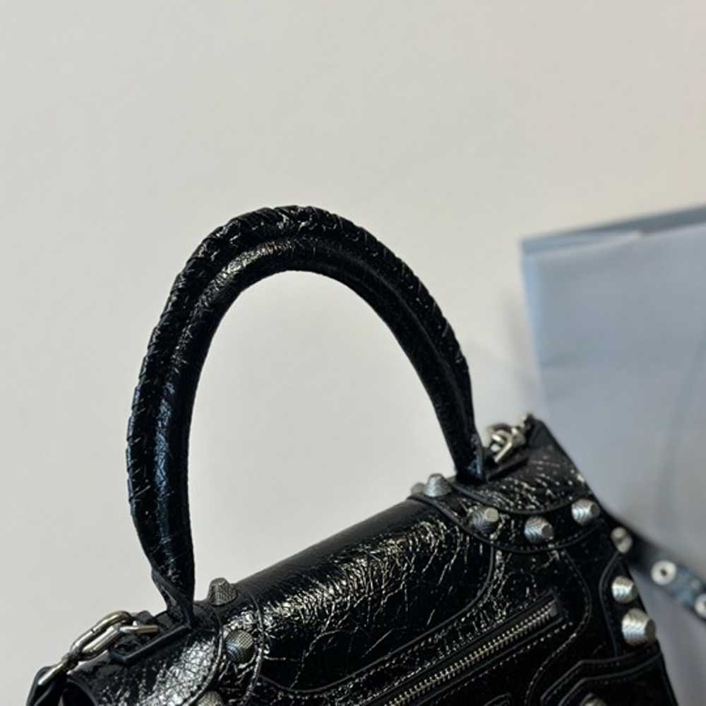 Textured glossy cowhide handbag - image 7