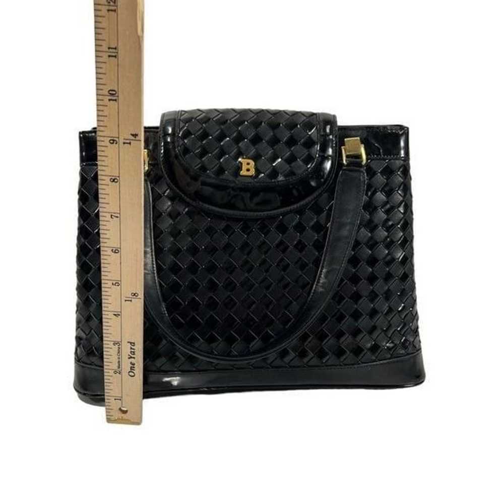 Bally* Black Leather and Suede Woven Handbag Auth… - image 10