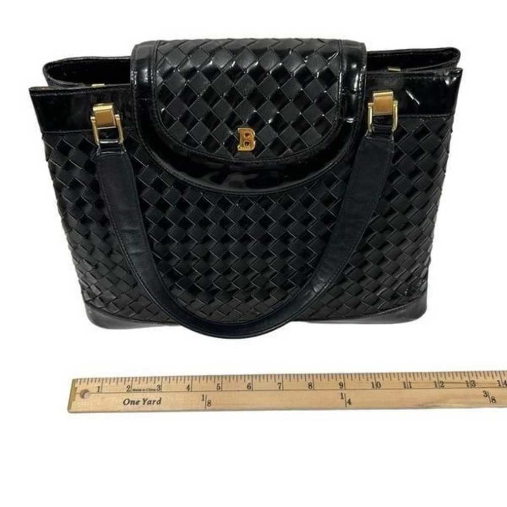 Bally* Black Leather and Suede Woven Handbag Auth… - image 11