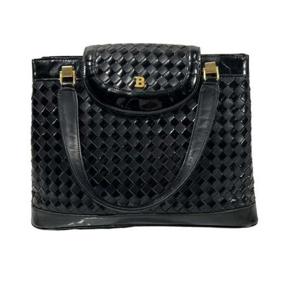 Bally* Black Leather and Suede Woven Handbag Auth… - image 12