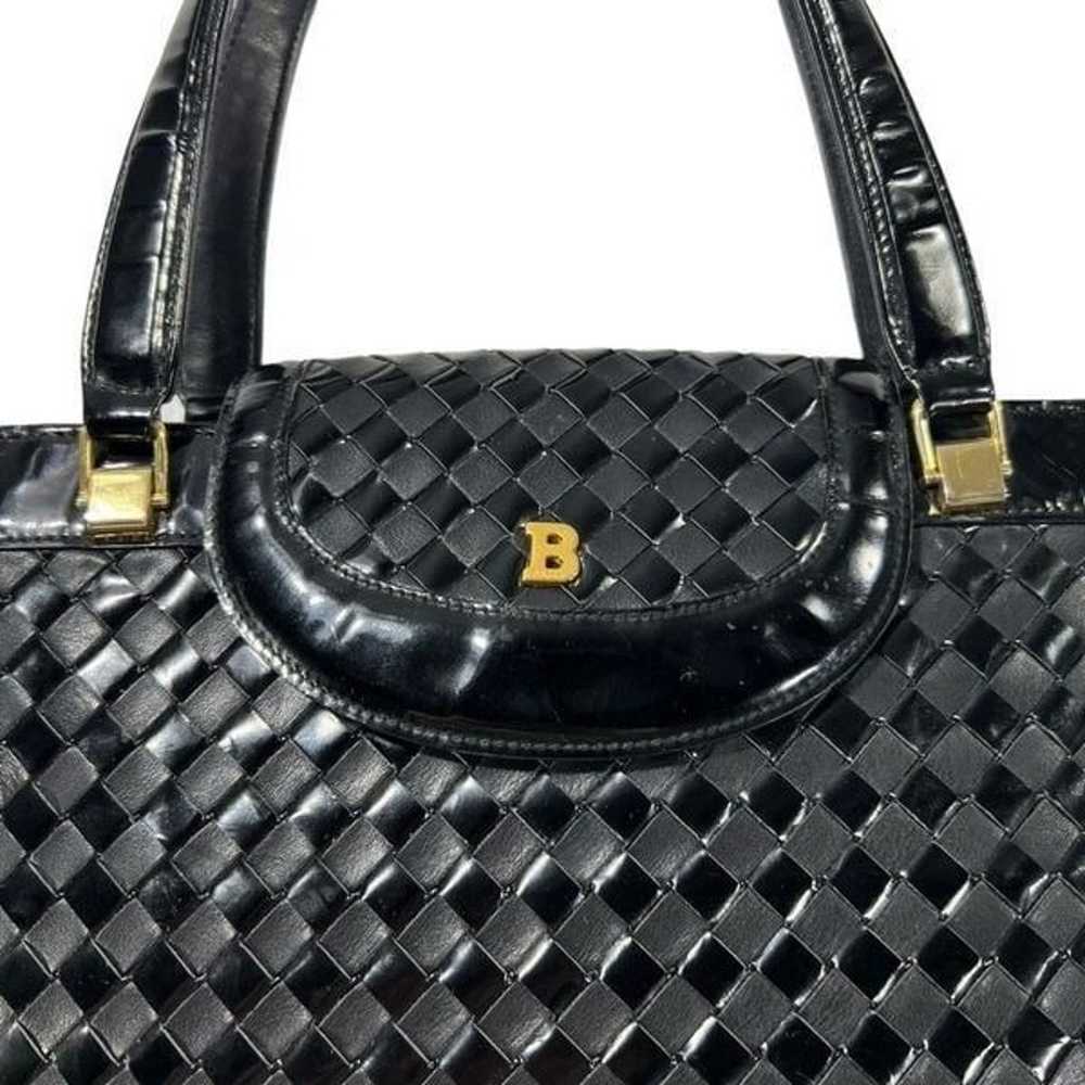 Bally* Black Leather and Suede Woven Handbag Auth… - image 2