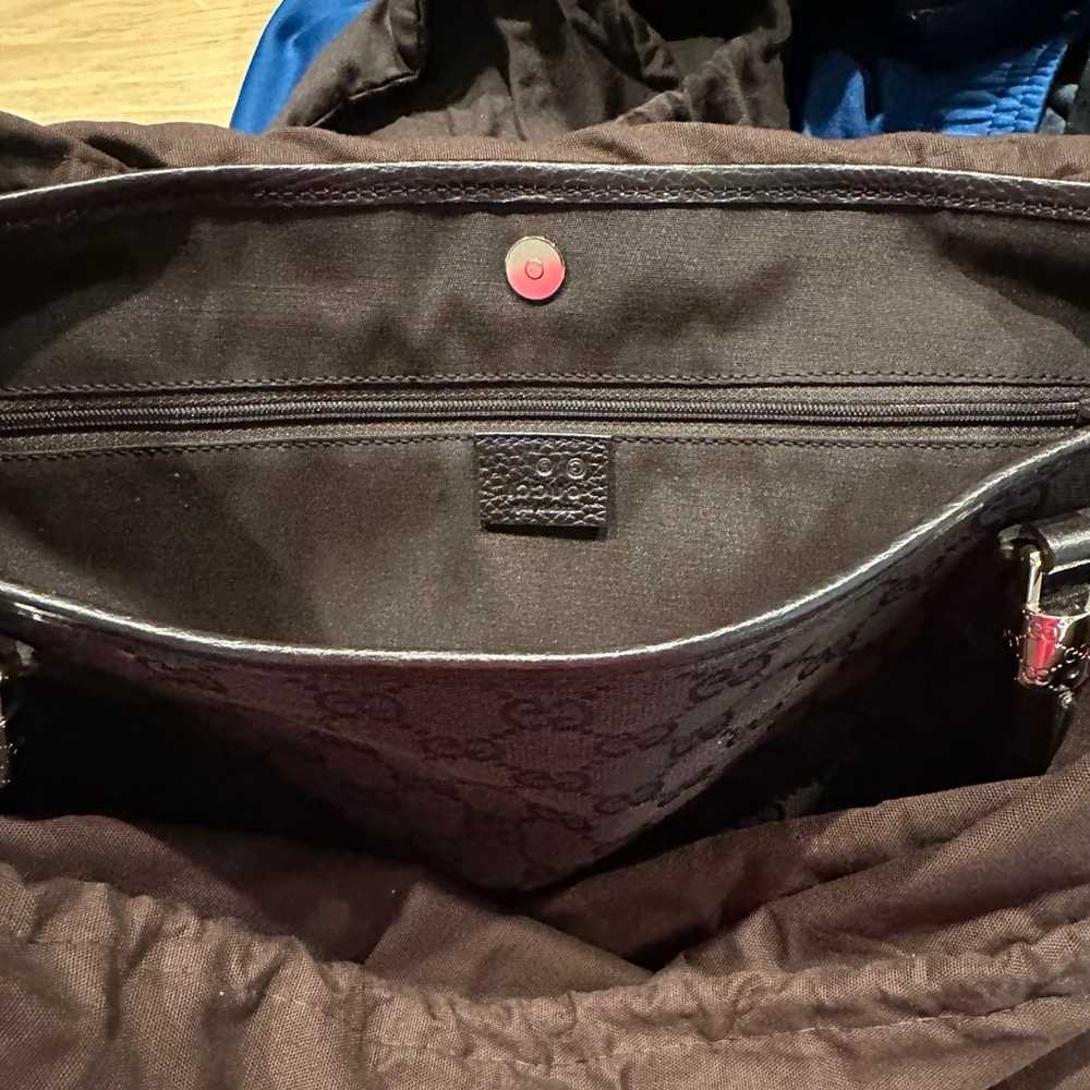 Brown canvas Gucci shoulder bag with silver detai… - image 5