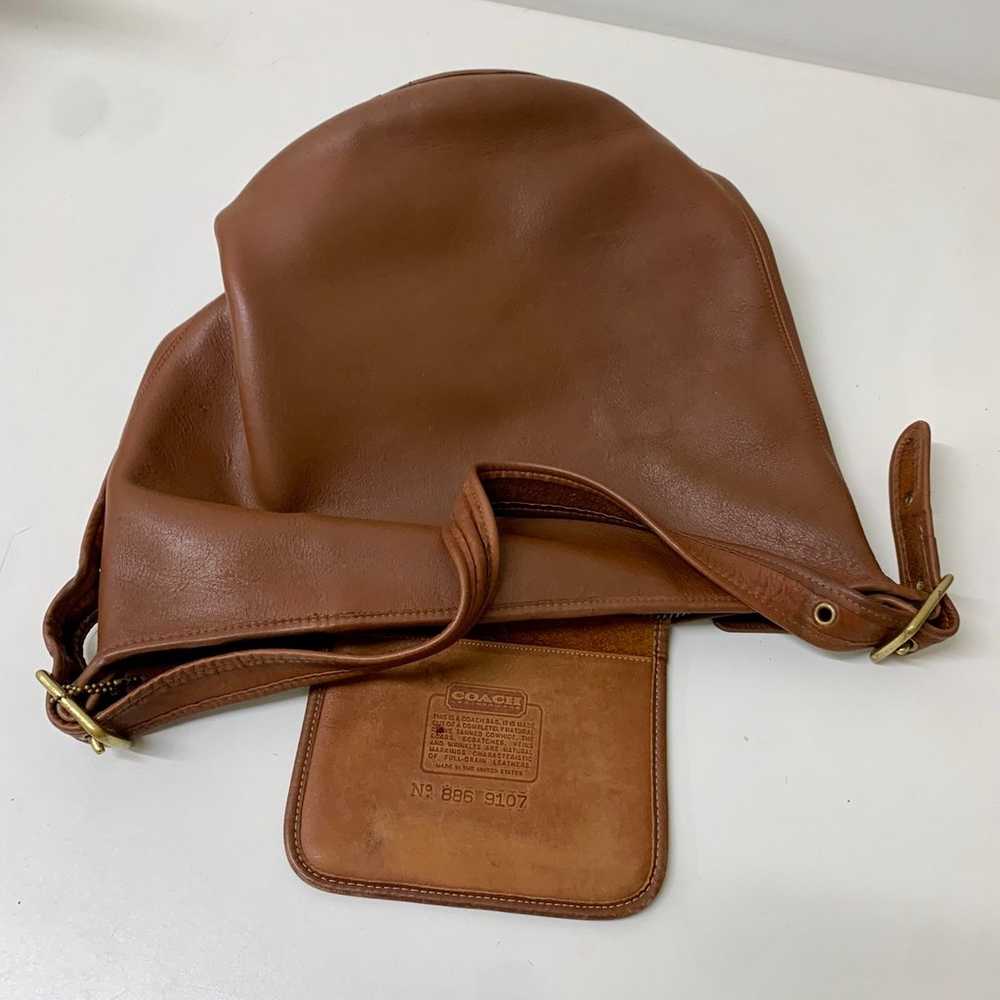 Vintage British Brown Leather Coach Bucket Bag - image 10