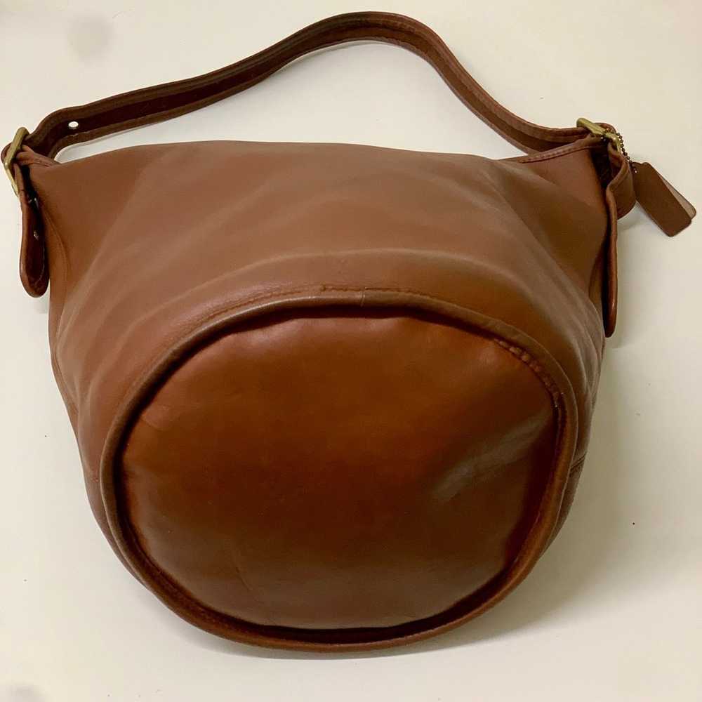 Vintage British Brown Leather Coach Bucket Bag - image 3