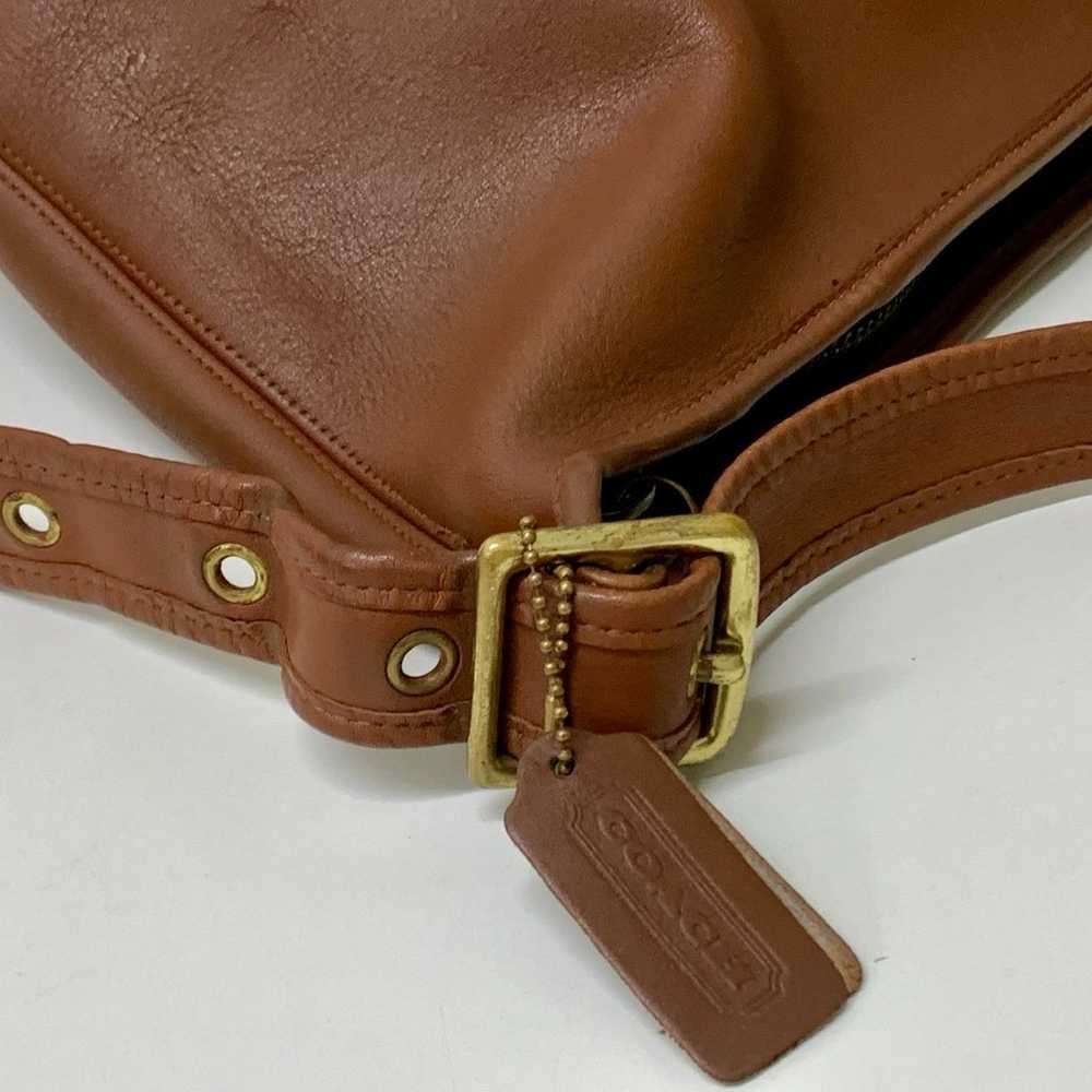 Vintage British Brown Leather Coach Bucket Bag - image 5